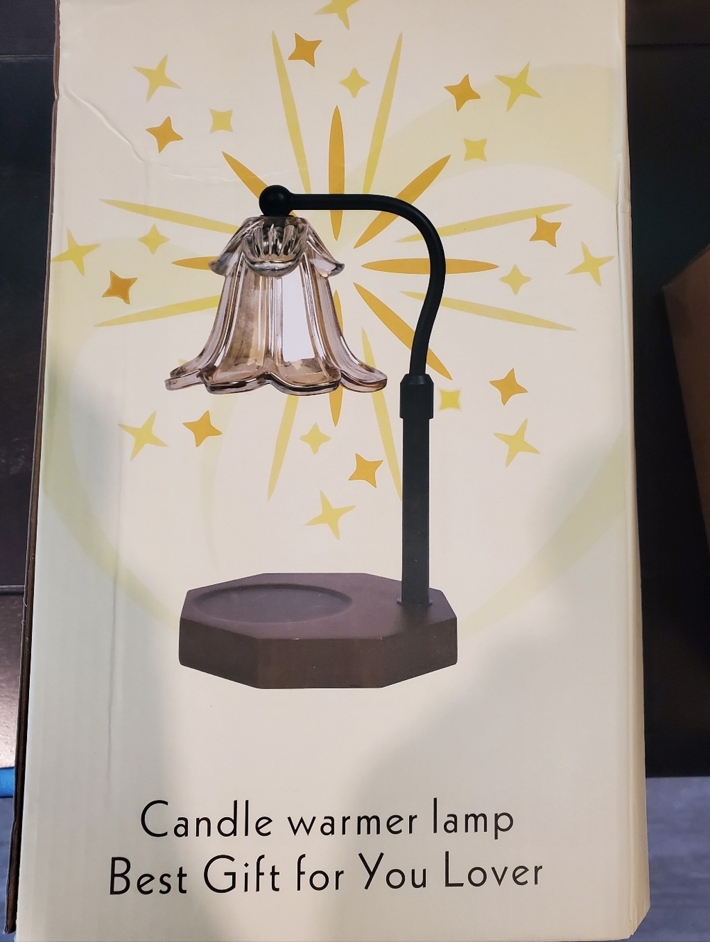 Candle Warmer Lamp with Amber Glass Shade - Unbranded